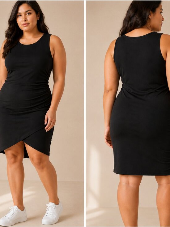 Leith Dresses & Skirts - Leith for Nordstrom Little Black Dress Ruched Bodycon Tulip Hem Size Large
